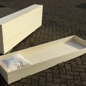 Populieren baar met een asymmetrisch lijnenspel dat de natuurlijke structuur van het hout en het eigentijdse ontwerp versterkt.